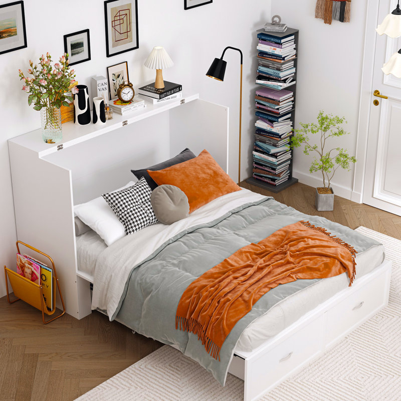 Latitude Run® Detravious Fold Out Murphy Bed With Power Outlets